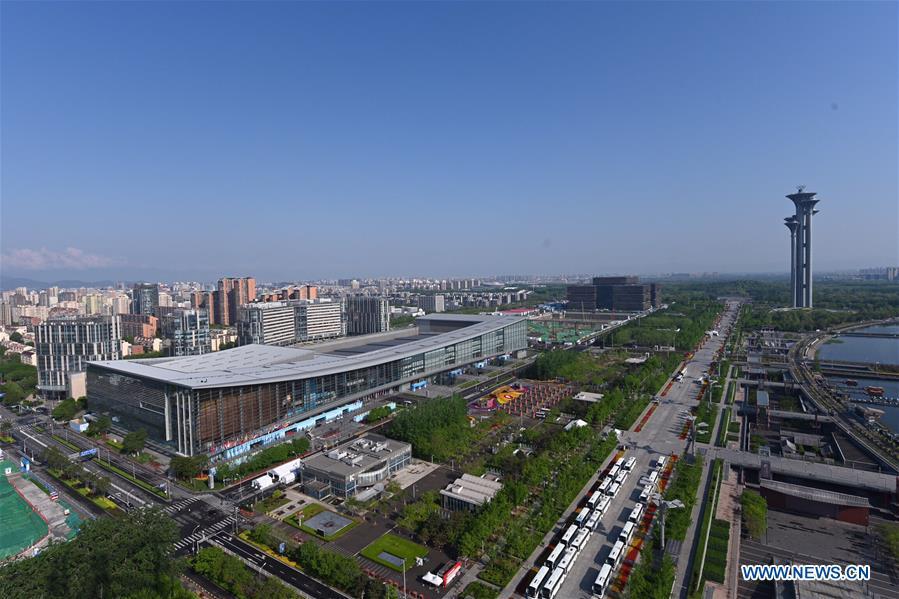 Photo taken on April 26, 2019 shows the China National Convention Center in Beijing, capital of China. The Second Belt and Road Forum for International Cooperation is held in Beijing from April 25 to 27. (Xinhua/Jin Liangkuai)