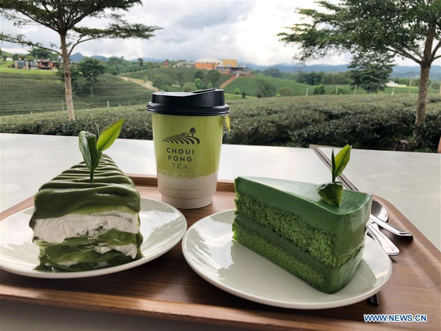 Photo taken on Oct. 23, 2018 shows matcha food at a tea garden in Chiang Rai, Thailand. As an important part of Asian culture, tea is a special bond among Asian countries to deepen friendship and boost mutual exchanges. China will hold the Conference on Dialogue of Asian Civilizations starting from May 15. Under the theme of \