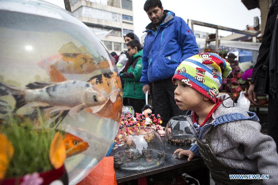 A boy looks at goldfish in Tajrish bazaar in Tehran, Iran, March 18, 2019, ahead of Nowruz or the Iranian New Year. China will hold the Conference on Dialogue of Asian Civilizations starting from May 15. Under the theme of \