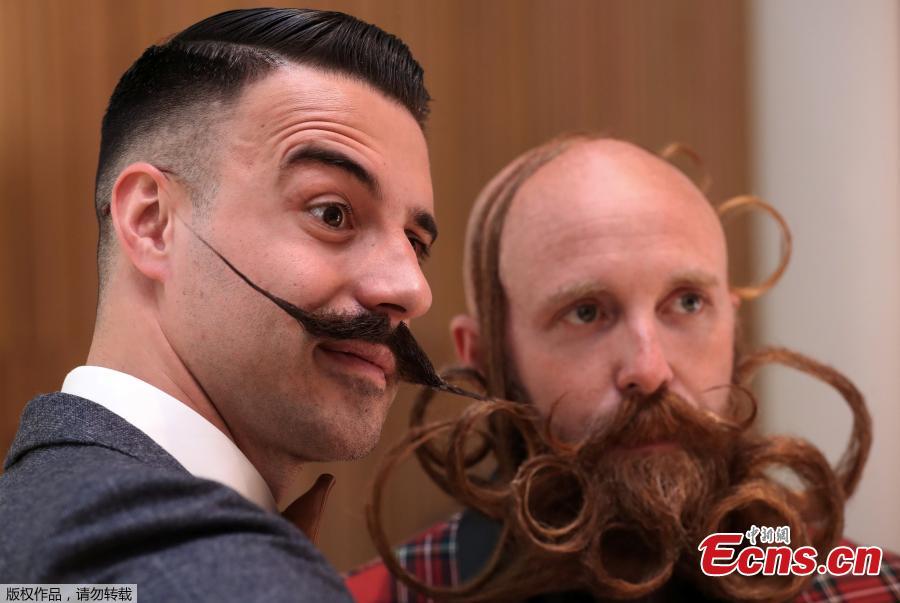 People take part in the international World Beard and Moustache Championships in Antwerp, Belgium May 18, 2019.(Photo/Agencies)