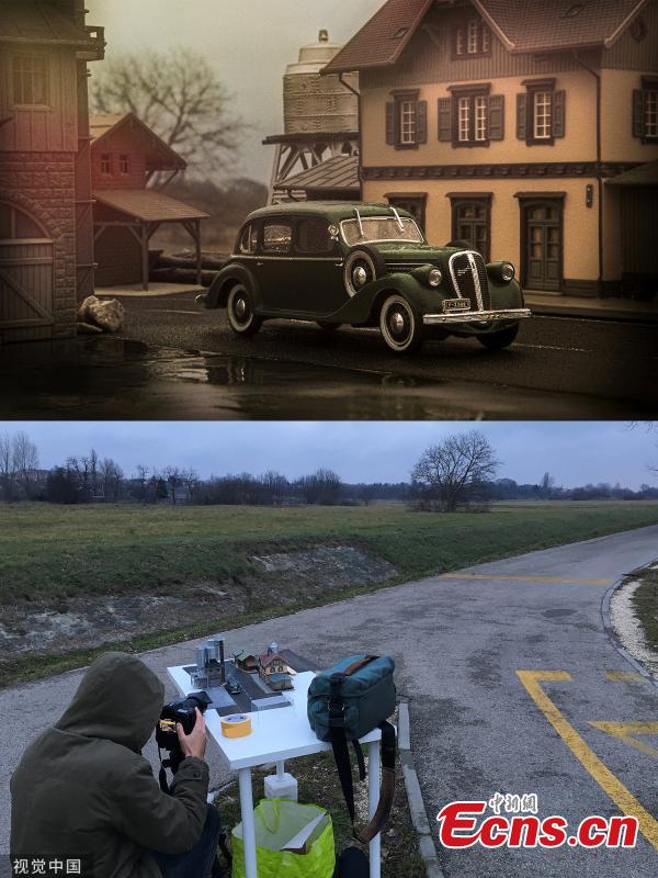 They look like action shots of cars being driven on and off-road, but these pictures were created using toys and miniature scenery. Benedek Lampert is a miniature expert and spent days working with tiny motors to design the realistic looking shots.(Photo/VCG)