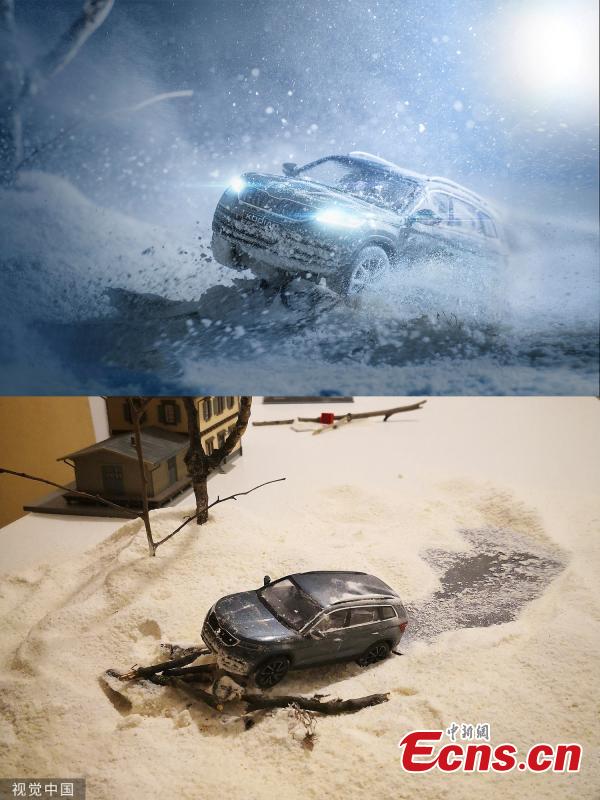 They look like action shots of cars being driven on and off-road, but these pictures were created using toys and miniature scenery. Benedek Lampert is a miniature expert and spent days working with tiny motors to design the realistic looking shots.(Photo/VCG)