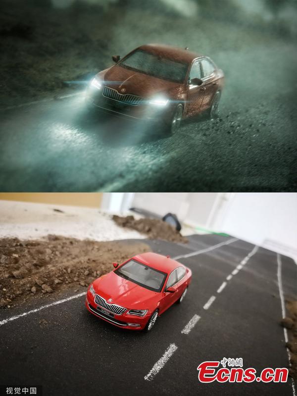 They look like action shots of cars being driven on and off-road, but these pictures were created using toys and miniature scenery. Benedek Lampert is a miniature expert and spent days working with tiny motors to design the realistic looking shots.(Photo/VCG)