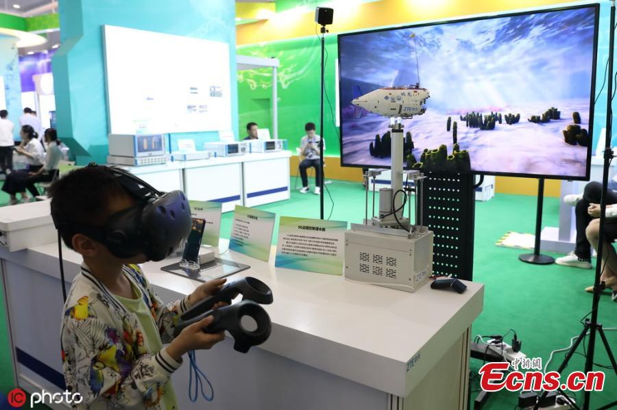 A remote control submarine is seen at National Science and Technology Week in the Military Museum of the Chinese People\'s Revolution in Beijing on May 21, 2019.(Photo/IC)