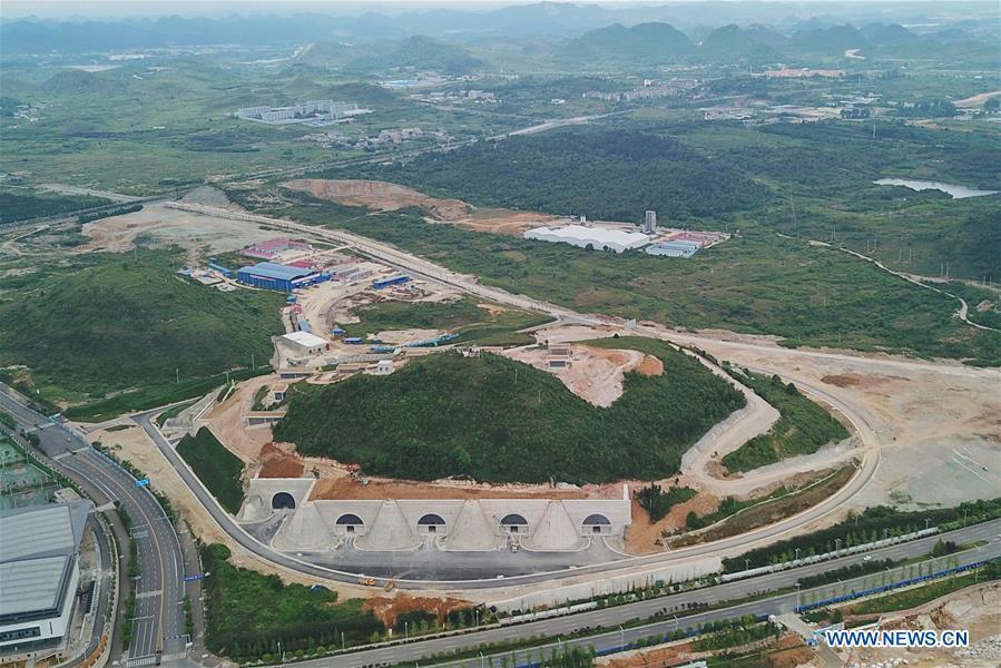 Aerial photo taken on May 19, 2019 shows the Tencent Gui\'an Qixing Center in Gui\'an New Area of southwest China\'s Guizhou Province. In Guizhou Province, which hosts China\'s first state-level big data pilot zone, the integration of big data with sectors such as real economy, social management, civil service and rural revitalization has brought significant changes to people\'s life. According to statistics, Guizhou has more than 9,500 big data enterprises and many of them are active players on the global business stage. A 2019 whitepaper published by the China Academy of Information and Communications Technology indicates that Guizhou is taking advantage of big data in the course of its development, as both the growth of the province\'s digital economy and the growth of its employment in digital economy have ranked first in China. (Xinhua/Ou Dongqu)