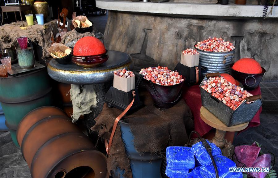 Photo taken on May 28, 2019 shows snacks which will be sold in \