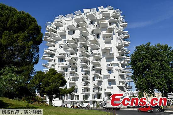 A picture taken on June 3, 2019 in Montpellier, southern France, shows a building \