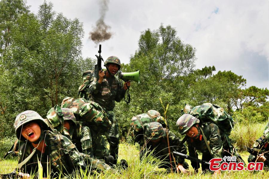 Armed police undergo intensive training programs that included searches in the mountains and forests of Guangxi Zhuang Autonomous Region, June 4, 2019. The training aims to enhance preparedness under harsh environments and complex conditions. (Photo: China News Service/Yang Chen and Yu Haiyang)
