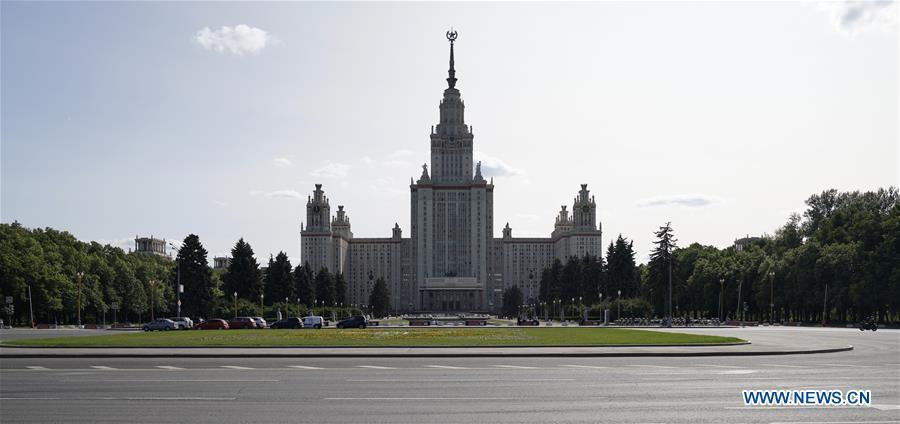 Photo taken on June 3, 2019 shows the Moscow State University in Moscow, capital of Russia. Chinese President Xi Jinping will pay a state visit to Russia from June 5 to 7 at the invitation of Russian President Vladimir Putin, a Chinese Foreign Ministry spokesperson announced on Wednesday at a press briefing. Xi will also attend the 23rd St. Petersburg International Economic Forum during his stay, according to spokesperson Lu Kang. (Xinhua/Bi Xiaoyang)