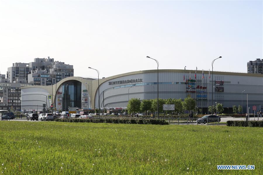Photo taken on June 3, 2019 shows a shopping mall of the Pearl of the Baltic Sea project in St. Petersburg, Russia. The Pearl of the Baltic Sea project is a modern multi-functional residential and commercial project invested and constructed in St. Petersburg by seven Chinese enterprises including Shanghai Industrial Investment (Holdings) Co., Ltd. Twenty-two sub-projects have been completed by March 2019, including residential communities, commercial projects, schools and kindergartens, with a total construction area of 1.26 million square meters which account for 64 percent of the whole project. By far, the project has welcomed some 20,000 residents, including 4,000 students, and created over 2,000 jobs. (Xinhua/Lu Jinbo)