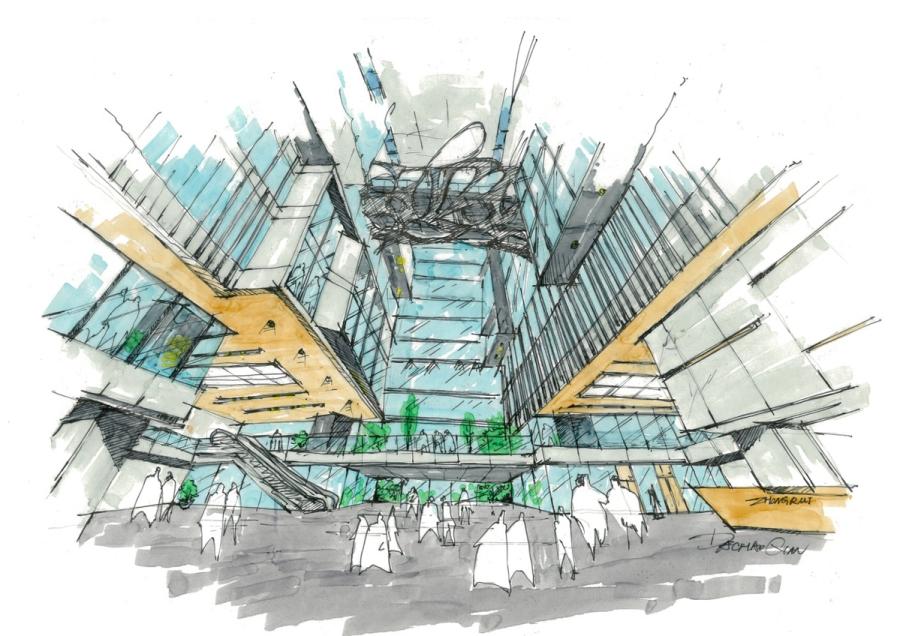 A design drawing shows the interior of Zhengzhou Zhongrui Headquarter, a financial office building in Zhengdong New District in Zhengzhou, Central China\'s Henan Province.(Photo provided to chinadaily.com.cn)
Entries for the competition were evaluated by an internationally influential jury panel composed of established scholars, prominent press members, creative design professionals and experienced entrepreneurs who carefully analyzed each entry, according to ArchDaily.