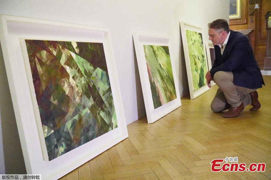 British gallery owner Aidan Meller looks at paintings created using computer vision data recorded by robot artist \