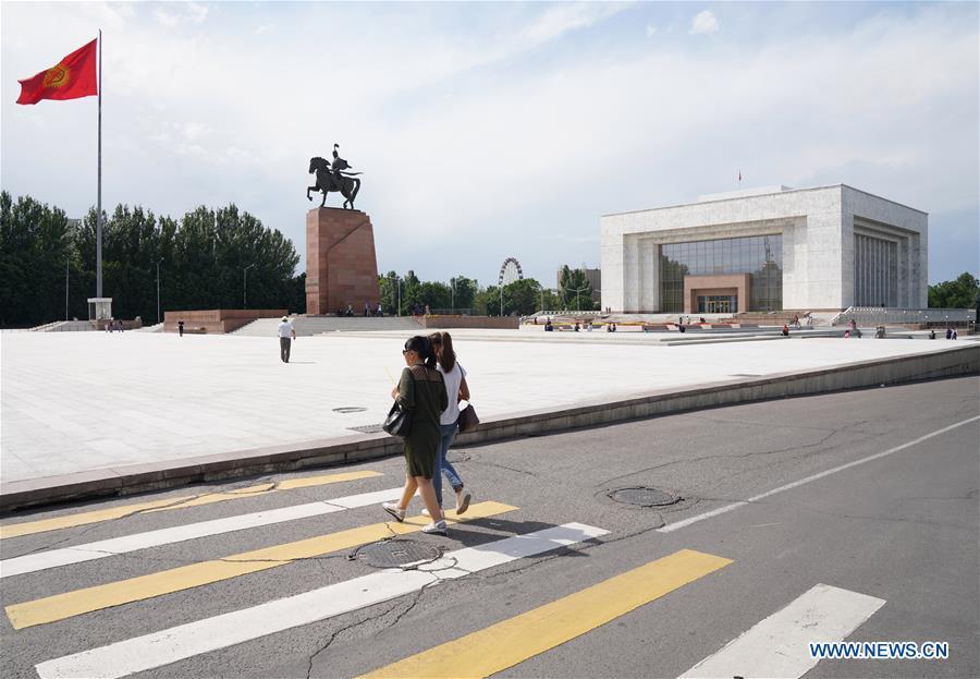 Photo taken on June 9, 2019 shows the view of Ala Too Square in Bishkek, capital of Kyrgyzstan. (Xinhua/Bi Xiaoyang)