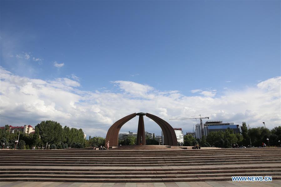 Photo taken on June 5, 2019 shows the view of Victory Square in Bishkek, capital of Kyrgyzstan. (Xinhua/Roman)