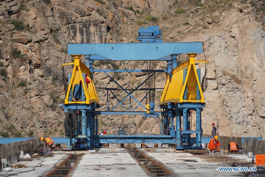 Photo taken on May 24, 2019 shows the construction site of a road built by a Chinese company in Jalal-Abad, Kyrgyzstan. (Xinhua/Ma Xiaocheng)