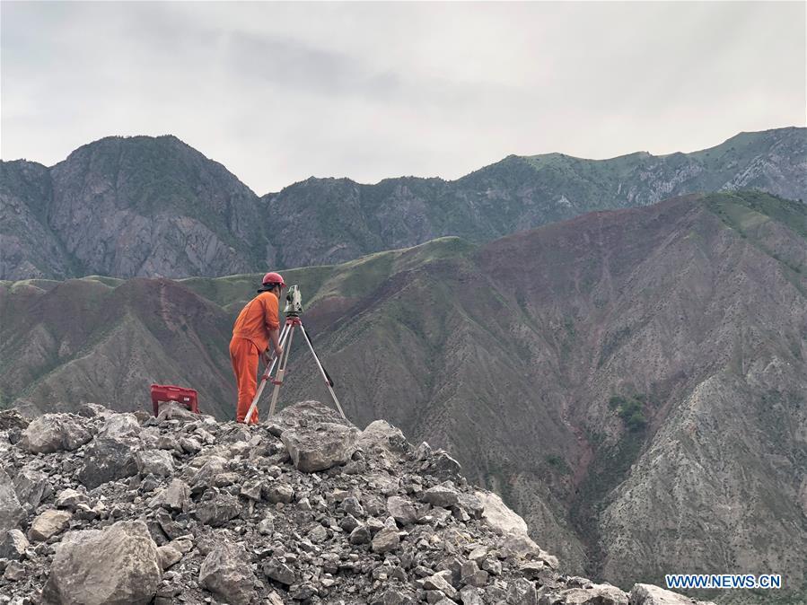 Photo taken on May 24, 2019 shows the construction site of a road built by a Chinese company in Jalal-Abad, Kyrgyzstan. (Xinhua/Ma Xiaocheng)