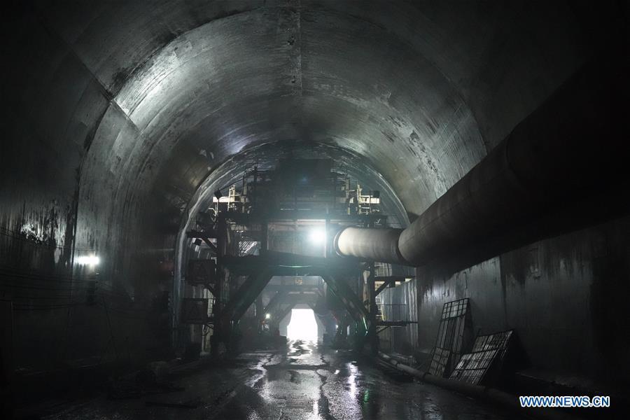 Photo taken on May 23, 2019 shows the construction site of a tunnel for a road built by a Chinese company in Jalal-Abad, Kyrgyzstan. (Xinhua/Ma Xiaocheng)