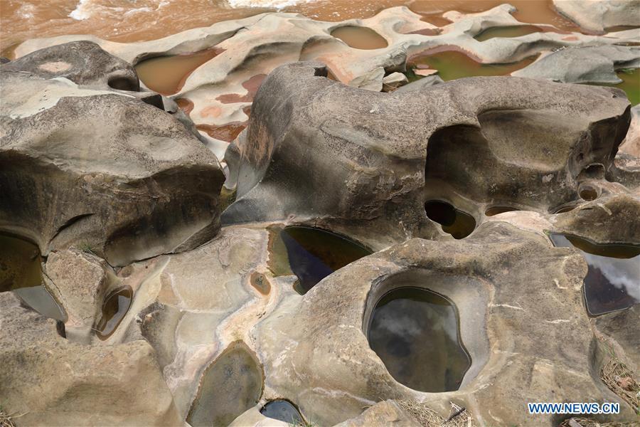 Photo taken on June 16, 2019 shows a pothole landscape along the Shenyu River valley in Huoshi Village of Tieliu Township, Huidong County, southwest China\'s Sichuan Province. (Xinhua/Jiang Hongjing)