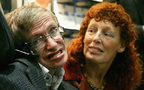 Professor Stephen Hawking (L) and his wife Elaine Mason Professor Stephen Hawking (L) and his wife Elaine Mason