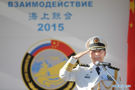 Du Jingchen, deputy commander of the Navy of the People's Liberation Army of China attends a closing ceremony in Novorossiysk, Russia, on May 21, 2015. Chinese and Russian naval forces on Thursday ended their joint military exercises in the Mediterranean, according to an online news briefing from the Chinese Defense Ministry. (Xinhua/Dai Tianfang) Du Jingchen, deputy commander of the Navy of the People's Liberation Army of China attends a closing ceremony in Novorossiysk, Russia, on May 21, 2015. Chinese and Russian naval forces on Thursday ended their joint military exercises in the Mediterranean, according to an online news briefing from the Chinese Defense Ministry. (Xinhua/Dai Tianfang)