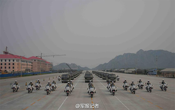 Established for just a year, Chinese armed police motorcycle guard formation will make its debut on the V-Day Parade that will be held on Sep 3 in Beijing. (Photo/81.cn) Established for just a year, Chinese armed police motorcycle guard formation will make its debut on the V-Day Parade that will be held on Sep 3 in Beijing. (Photo/81.cn)