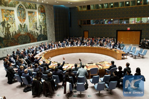 Photo taken on March 2, 2016 shows the United Nations Security Council approves new resolution on the Democratic People's Republic of Korea (DPRK), at the UN headquarters in New York, the United States. (Photo: Xinhua/Li Muzi) Photo taken on March 2, 2016 shows the United Nations Security Council approves new resolution on the Democratic People's Republic of Korea (DPRK), at the UN headquarters in New York, the United States. (Photo: Xinhua/Li Muzi)