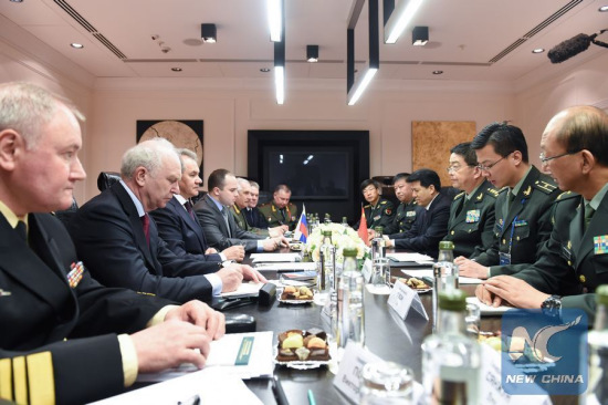 Chinese Defense Minister Chang Wanquan (3rd-R) meets with his Russian counterpart Sergei Shoigu (3rd-L) in Moscow, Russia, on April 27, 2016. (Xinhua/Dai Tianfang) Chinese Defense Minister Chang Wanquan (3rd-R) meets with his Russian counterpart Sergei Shoigu (3rd-L) in Moscow, Russia, on April 27, 2016. (Xinhua/Dai Tianfang)