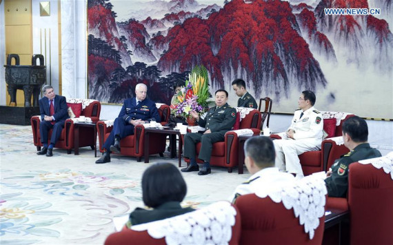 Vice chairman of China's Central Military Commission Fan Changlong (2nd R) meets with Mark Binskin (2nd L), chief of the Australian Defence Force, and Dennis Richardson (1st L), secretary of Australia's Department of Defence, who were here for the 19th China-Australia Defence Strategic Dialogue, in Beijing, capital of China, Oct. 12, 2016. (Photo: Xinhua/Zhang Ling) Vice chairman of China's Central Military Commission Fan Changlong (2nd R) meets with Mark Binskin (2nd L), chief of the Australian Defence Force, and Dennis Richardson (1st L), secretary of Australia's Department of Defence, who were here for the 19th China-Australia Defence Strategic Dialogue, in Beijing, capital of China, Oct. 12, 2016. (Photo: Xinhua/Zhang Ling)