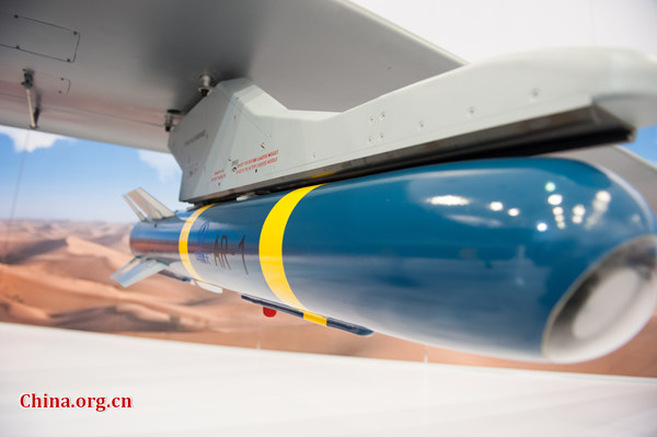 A close look at the AR-1 air-to-surface missile, which is equipped on the Rainbow series UAV. (Photo/China.org.cn) A close look at the AR-1 air-to-surface missile, which is equipped on the Rainbow series UAV. (Photo/China.org.cn)