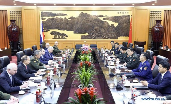 Chinese Defense Minister Chang Wanquan talks with Russian Defense Minister Sergei Shoigu in Beijing, capital of China, Nov. 23, 2016. (Photo: Xinhua/Zhang Ling) Chinese Defense Minister Chang Wanquan talks with Russian Defense Minister Sergei Shoigu in Beijing, capital of China, Nov. 23, 2016. (Photo: Xinhua/Zhang Ling)