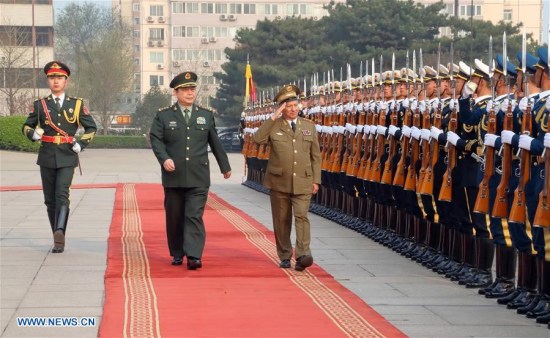 Chinese Defense Minister and State Councilor Chang Wanquan (C) holds a welcome ceremony for visiting Cuban Minister of the Revolutionary Armed Forces Leopoldo Cintra Frias (R) in Beijing, capital of China, March 29, 2017. (Xinhua/Liu Fang) Chinese Defense Minister and State Councilor Chang Wanquan (C) holds a welcome ceremony for visiting Cuban Minister of the Revolutionary Armed Forces Leopoldo Cintra Frias (R) in Beijing, capital of China, March 29, 2017. (Xinhua/Liu Fang)
