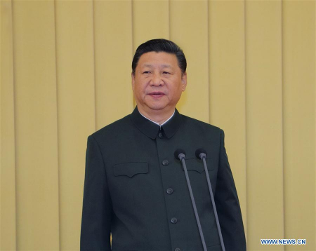 Chinese President Xi Jinping, who is also general secretary of the Communist Party of China Central Committee and chairman of the Central Military Commission, speaks at a meeting with chief military officers of newly adjusted or established corps-level military units in Beijing, capital of China, April 18, 2017. (Xinhua/Li Gang) Chinese President Xi Jinping, who is also general secretary of the Communist Party of China Central Committee and chairman of the Central Military Commission, speaks at a meeting with chief military officers of newly adjusted or established corps-level military units in Beijing, capital of China, April 18, 2017. (Xinhua/Li Gang)