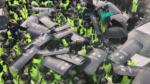 Police were dispatched to the area near the deployment site. Photo/CGTN Police were dispatched to the area near the deployment site. Photo/CGTN