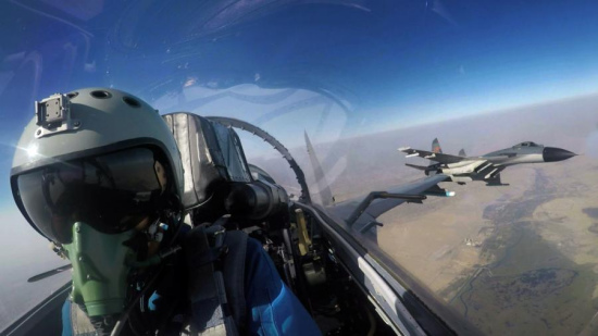 Two JH-7 fighter bombers attached to the Chinese PLA Air Force fly towards the designated airspace during an air-to-ground offensive operation drill conducted by two Chinese JH-7 fighter bombers and two Pakistani JF-17 fighter jets on Sept. 20, 2017. (Photo/eng.chinamil.com.cn) Two JH-7 fighter bombers attached to the Chinese PLA Air Force fly towards the designated airspace during an air-to-ground offensive operation drill conducted by two Chinese JH-7 fighter bombers and two Pakistani JF-17 fighter jets on Sept. 20, 2017. (Photo/eng.chinamil.com.cn)