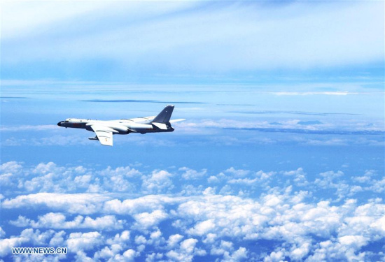 Chinese air force formation including H-6K bomber conduct island patrol in April 19, 2018. A Chinese air force formation conducted island patrols recently during a training exercise with an aim of improving the ability to safeguard national sovereignty and territorial integrity, an air force spokesperson confirmed Thursday. (Xinhua/Zhai Peisong)