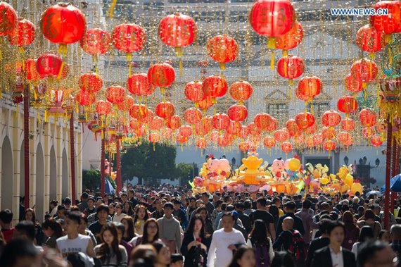 Tourists visit the Largo Do Senado in Macao, south China, on Feb. 1, 2017, during China's Lunar New Year holiday. (Xinhua/Cheong Kam Ka) Tourists visit the Largo Do Senado in Macao, south China, on Feb. 1, 2017, during China's Lunar New Year holiday. (Xinhua/Cheong Kam Ka)