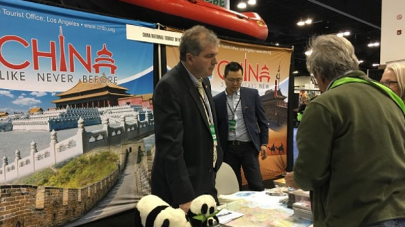 China National Tourism office booth at the Colorado Convention Center for the 2017 Travel and Adventure Show. (Photo provided by China National Tourism office) China National Tourism office booth at the Colorado Convention Center for the 2017 Travel and Adventure Show. (Photo provided by China National Tourism office)