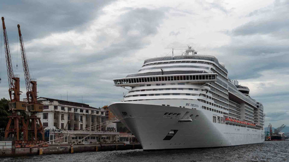 A luxury cruise ship has set sail from a port near the Italian capital Rome on a voyage to China that will retrace the ancient maritime Silk Road. (Photo/CGTN) A luxury cruise ship has set sail from a port near the Italian capital Rome on a voyage to China that will retrace the ancient maritime Silk Road. (Photo/CGTN)