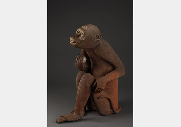 A pottery monkey was made in the Qing Dynasty (1644-1911). (Photo by Huang Zhiling/chinadaily.com.cn) A pottery monkey was made in the Qing Dynasty (1644-1911). (Photo by Huang Zhiling/chinadaily.com.cn)
