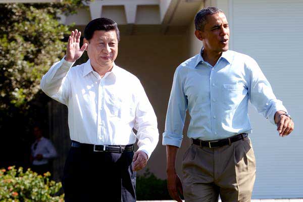 President Xi Jinping, left, and his US counterpart Barack Obama walk at the Annenberg Retreat of the Sunnylands estate in Rancho Mirage, California, June 2013. (Photo/Xinhua) President Xi Jinping, left, and his US counterpart Barack Obama walk at the Annenberg Retreat of the Sunnylands estate in Rancho Mirage, California, June 2013. (Photo/Xinhua)