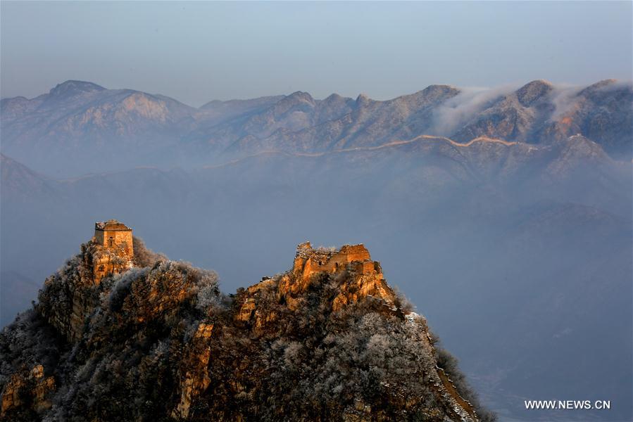 Scenery of Jiankou Great Wall after snowfall in Beijing