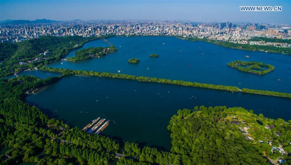 This aerial photo taken on May 12, 2015 shows the West Lake in Hangzhou, capital of east China's Zhejiang Province. China will host the 2016 Group of Twenty (G20) summit in the eastern city of Hangzhou, a tourism city best known for its West Lake scenic spot, on Sept. 4-5. (Photo: Xinhua/Xu Yu) This aerial photo taken on May 12, 2015 shows the West Lake in Hangzhou, capital of east China's Zhejiang Province. China will host the 2016 Group of Twenty (G20) summit in the eastern city of Hangzhou, a tourism city best known for its West Lake scenic spot, on Sept. 4-5. (Photo: Xinhua/Xu Yu)