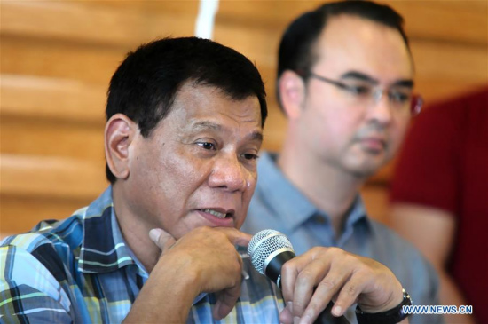 Rodrigo Duterte speaks during a press conference in Davao Province, the Philippines, May 16, 2016. (Xinhua/Stringer) Rodrigo Duterte speaks during a press conference in Davao Province, the Philippines, May 16, 2016. (Xinhua/Stringer)