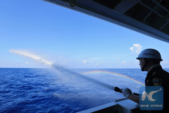 File photo taken on April 4, 2016 shows a crew member takes part in a fire drill on China's largest and most advanced patrol vessel Haixun 01 on the South China Sea. (Xinhua/Xing Guangli) File photo taken on April 4, 2016 shows a crew member takes part in a fire drill on China's largest and most advanced patrol vessel Haixun 01 on the South China Sea. (Xinhua/Xing Guangli)