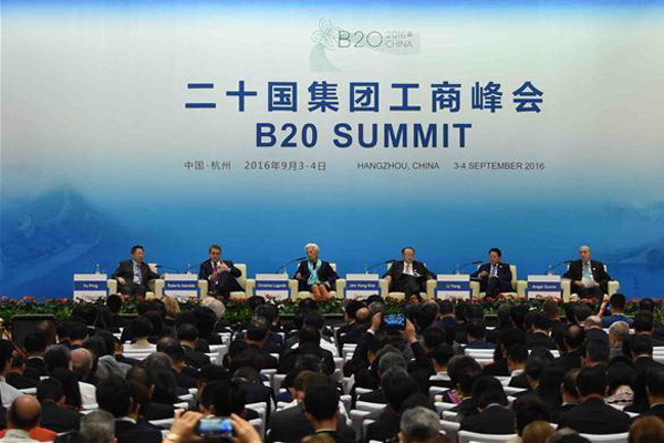 The Business 20 (B20) Summit starts in Hangzhou, capital of East China's Zhejiang Province, Sept 3, 2016. (Photo/Xinhua) The Business 20 (B20) Summit starts in Hangzhou, capital of East China's Zhejiang Province, Sept 3, 2016. (Photo/Xinhua)