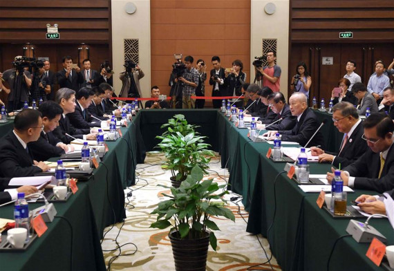 Zhang Zhijun (3rd L), head of the State Council Taiwan Affairs Office, meets with a delegation of county and city officials from Taiwan in Beijing, capital of China, Sept. 18, 2016. (Xinhua/Chen Yehua) Zhang Zhijun (3rd L), head of the State Council Taiwan Affairs Office, meets with a delegation of county and city officials from Taiwan in Beijing, capital of China, Sept. 18, 2016. (Xinhua/Chen Yehua)