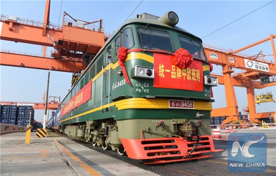 A China-Europe container train is ready for departure at Tuanjiecun Central Station in Chongqing, southwest China, June 8, 2016. More than 1,700 of these container trains are in operation nationwide. The China-Europe container trains have become a major transportation channel of the international logistics industry, and also powerful support for the development of the Belt and Road initiative. (Xinhua/Tang Yi) A China-Europe container train is ready for departure at Tuanjiecun Central Station in Chongqing, southwest China, June 8, 2016. More than 1,700 of these container trains are in operation nationwide. The China-Europe container trains have become a major transportation channel of the international logistics industry, and also powerful support for the development of the Belt and Road initiative. (Xinhua/Tang Yi)