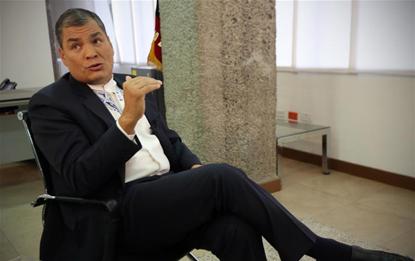 Ecuadorian President Rafael Correa speaks during an exclusive interview with Xinhua News Agency in Quito, capital of Ecuador, Nov. 10, 2016. Ecuadorian President Rafael Correa hopes Chinese President Xi Jinping's upcoming state visit to his country will expand cooperation between the two sides in various fields. (Xinhua/Santiago Armas) Ecuadorian President Rafael Correa speaks during an exclusive interview with Xinhua News Agency in Quito, capital of Ecuador, Nov. 10, 2016. Ecuadorian President Rafael Correa hopes Chinese President Xi Jinping's upcoming state visit to his country will expand cooperation between the two sides in various fields. (Xinhua/Santiago Armas)