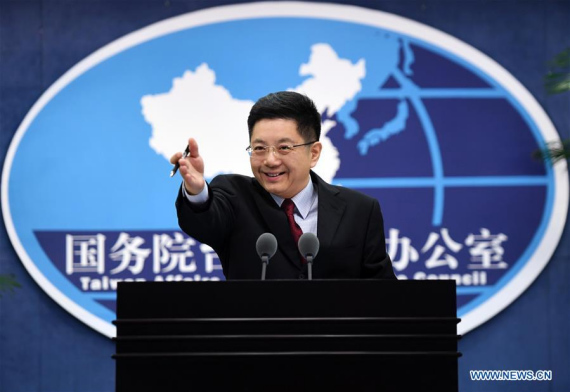 Ma Xiaoguang, spokesperson for the Taiwan Affairs Office of the State Council, gestures at a regular press conference in Beijing, capital of China, Nov. 16, 2016. (Photo: Xinhua/Chen Yehua) Ma Xiaoguang, spokesperson for the Taiwan Affairs Office of the State Council, gestures at a regular press conference in Beijing, capital of China, Nov. 16, 2016. (Photo: Xinhua/Chen Yehua)