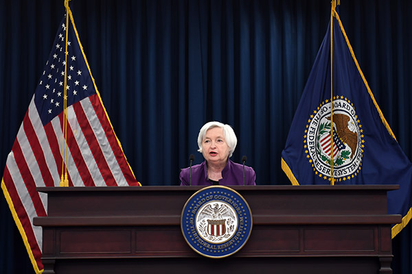 US Federal Reserve Chair Janet Yellen speaks during a news conference in Washington DC, June 14, 2017. (Photo/Xinhua) US Federal Reserve Chair Janet Yellen speaks during a news conference in Washington DC, June 14, 2017. (Photo/Xinhua)
